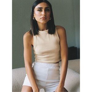 Princess Polly CLASSIC TANK TOP CREAM